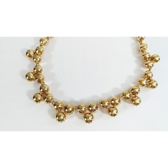 Marbled Beige Round Gold Tone Autumn Neutral Ann Taylor Bauble Necklace - Picture 12 of 12